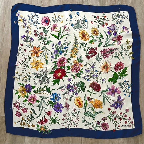 Vintage Echo Signature Silk Floral Scarf Wrap - Picture 3 of 7